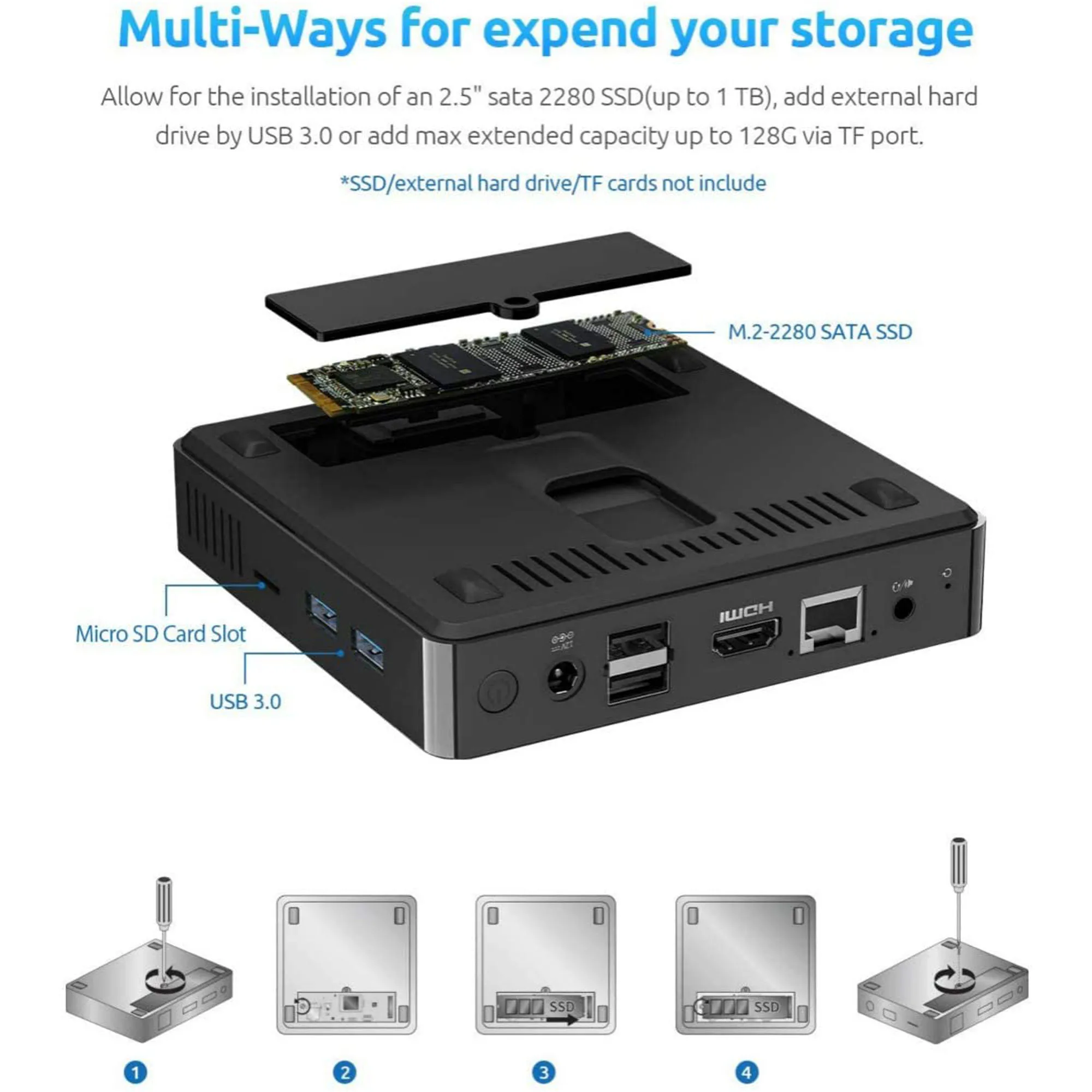 SZBOX T5 Pro безвентиляторный мини-ПК Intel Celeron N3350 Windows 10 6 ГБ 120 SSD 1000 м LAN Wi-Fi BT4.0 VGA офисный