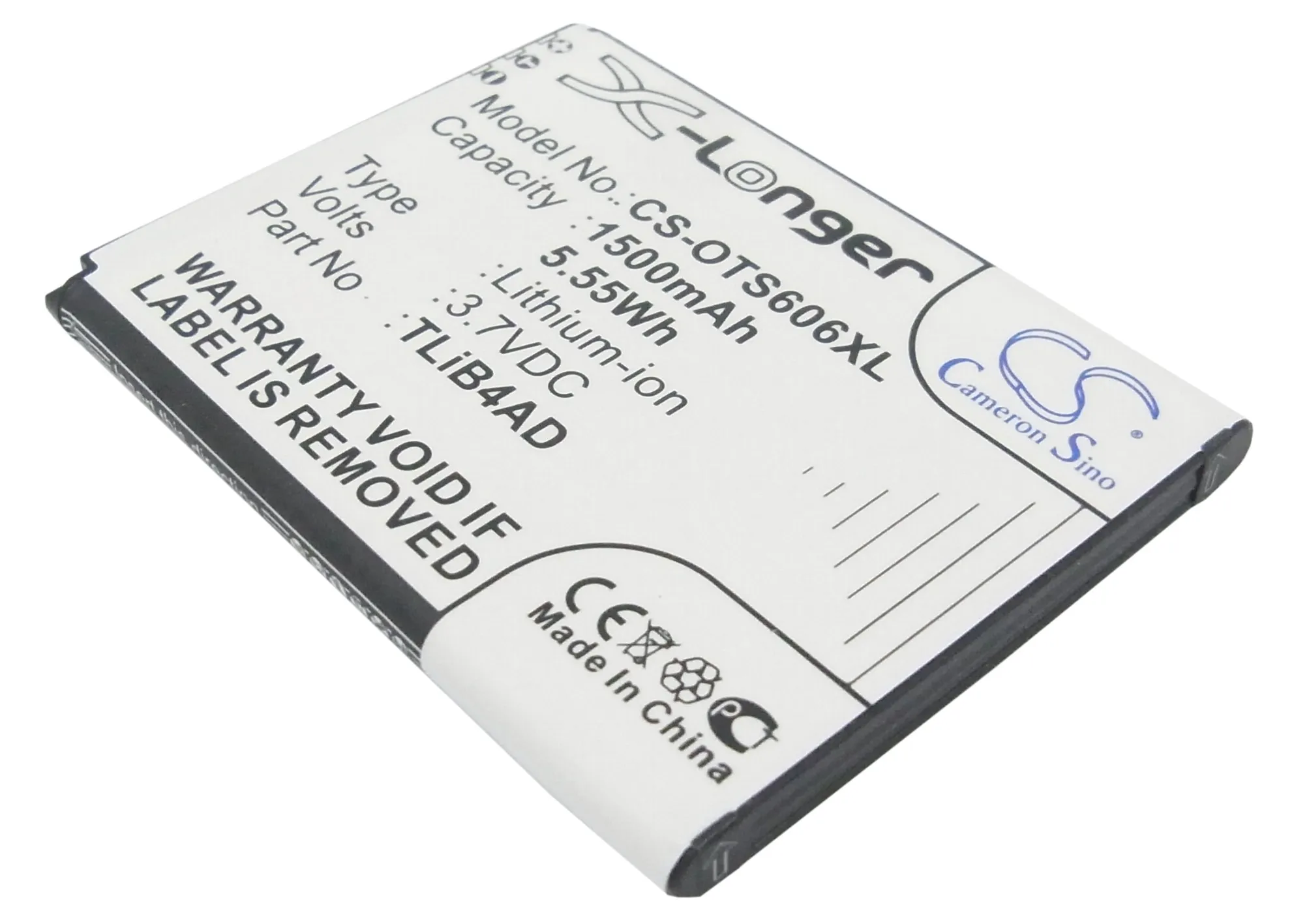 

CS 1500mAh / 5.55Wh battery for TCL Horizon, S606 CAB1500008C1, TLiB4AD