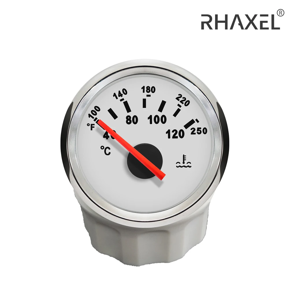 

RHAXEL Waterproof Water Temp Gauge Meter 40-120 Celsius for Marine Auto Car Truck with Red Backlight 52mm 9-32V