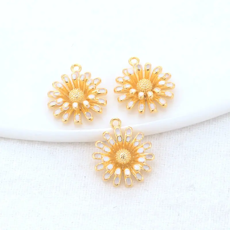 

12*14MM 14K Real Gold Color Brass Flower Charms Pendants Jewelry Making Supplies Diy Necklaces Earrings Findings Accessories