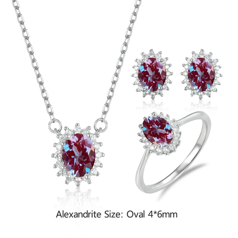 Модные Ювелирные наборы из серебра 925 пробы лабораторные александриты для женщин