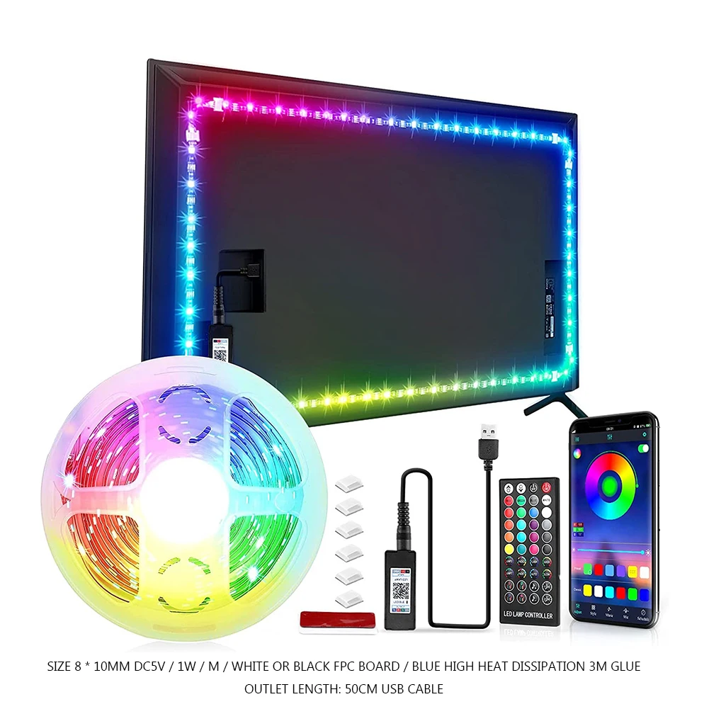 

LED Strip Light Infrared Remote Control LED Strip Bluetooth-Compatible Smart RGB Light Band Lamp Tape Decoration