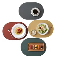 Inyahome Oval PU Placemats for Dining Table Leather Textural Designed Non-Slip, Oil Proof, Water, Heat, Stain Resistant Placemat