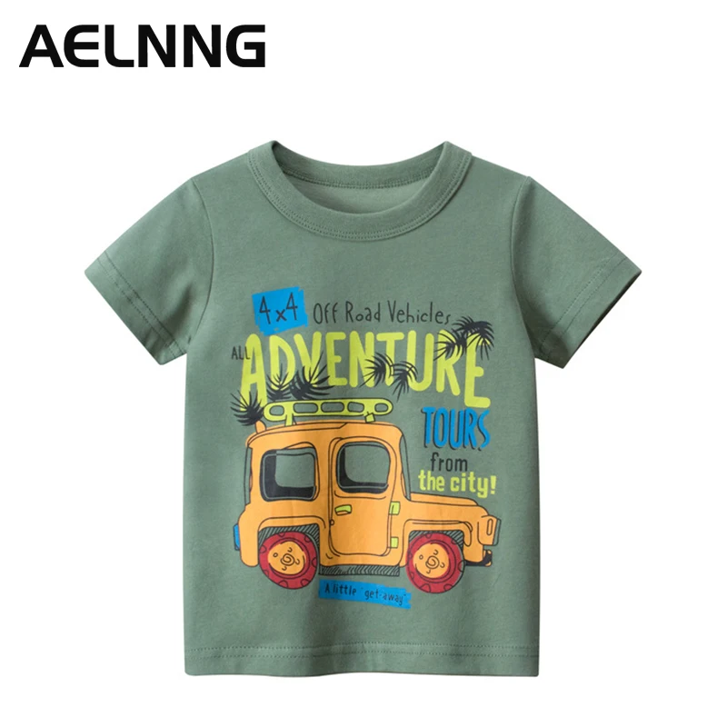 

2022 New Kids T-shirts Summer Short Sleeve Cotton Children's T-shirt Fashion Cartoon Car Tops For Boy And Girls Clothes 9973