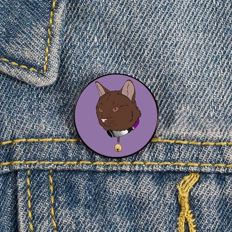 

Asexual pride Brown Cat Pin Custom Brooches Shirt Lapel teacher tote Bag backpacks Badge Cartoon gift brooches pins for women