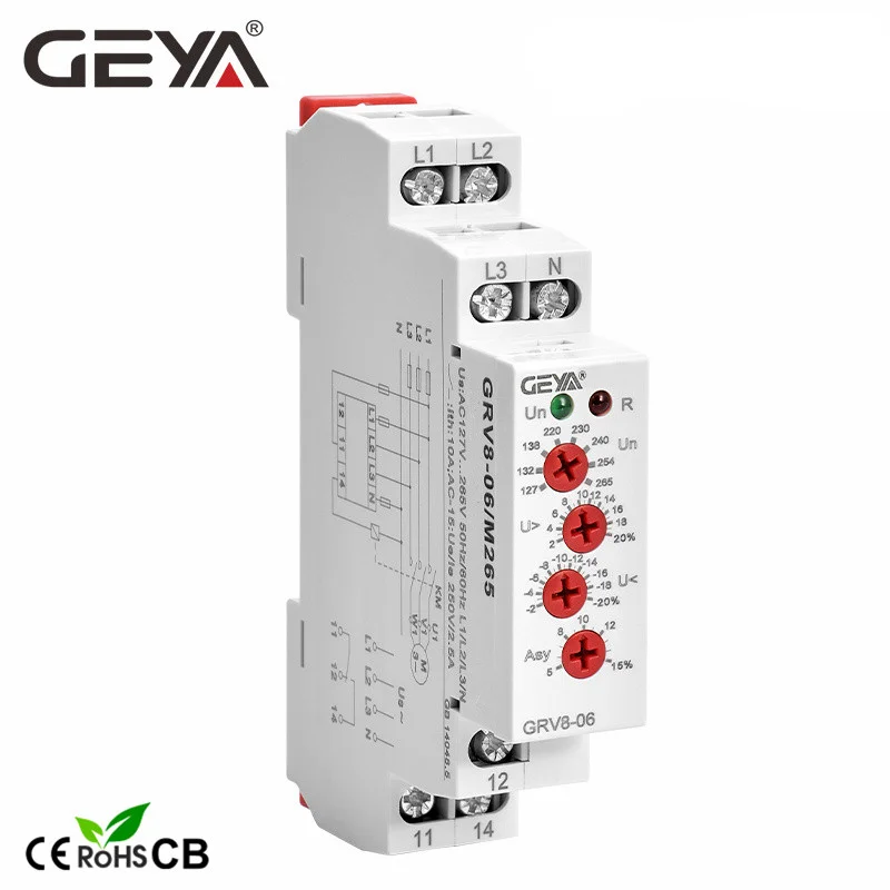 GEYA GRV8-06 3-фазное реле контроля напряжения, защитное реле с датчиком напряжения 460 В