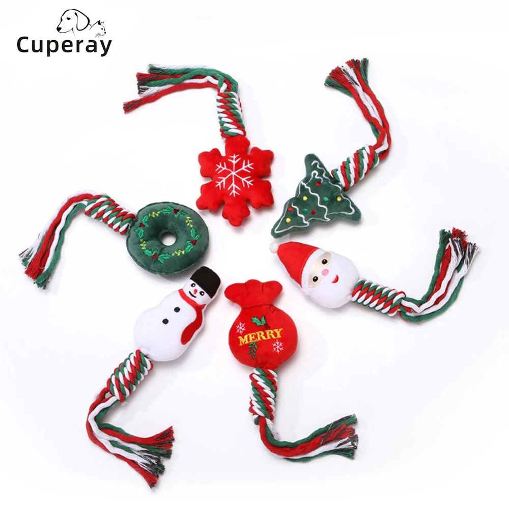

Christmas Dog Toy Cute Plush Small Dog Toy for Small Medium Large Dogs,Dog Chew Toys for Aggressive Chewer Santa Claus Snowflake