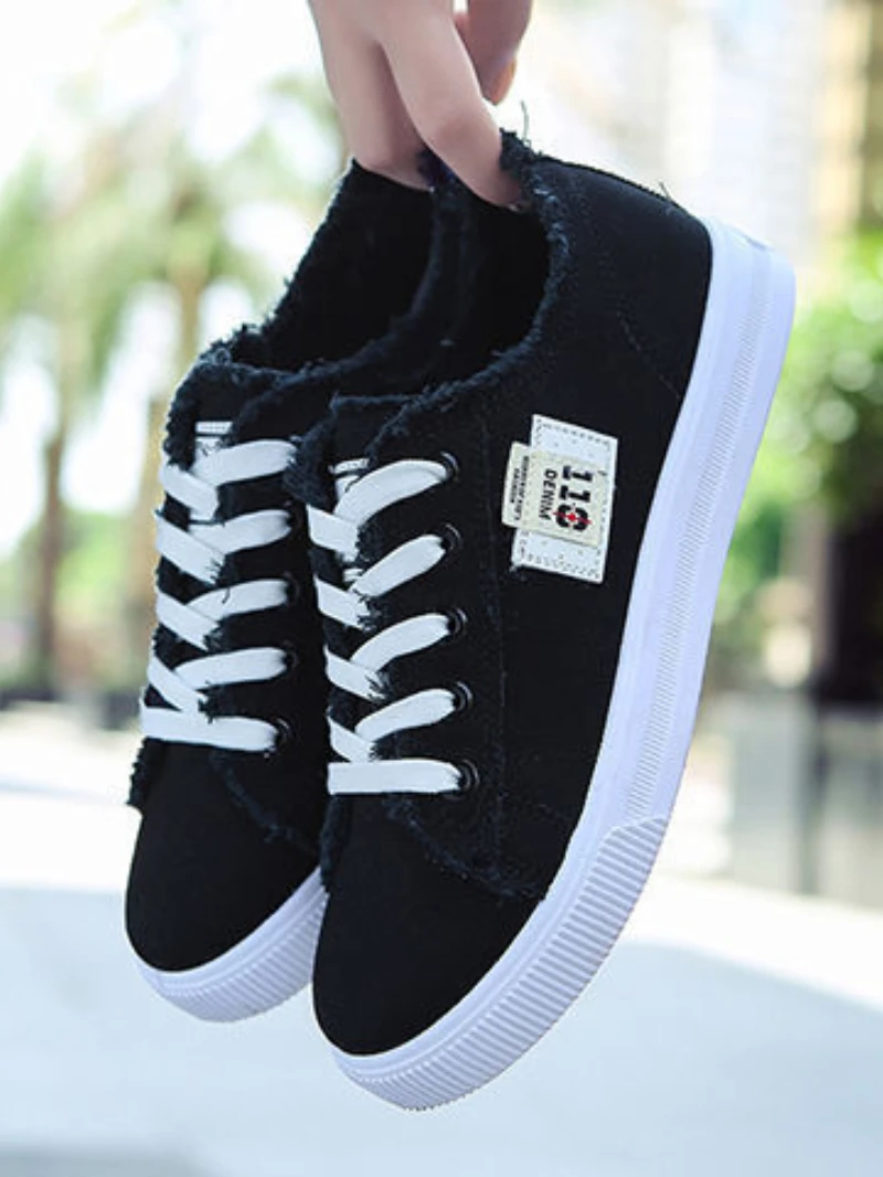 Кеды женские из денима холщовые сникерсы на шнуровке повседневная обувь для