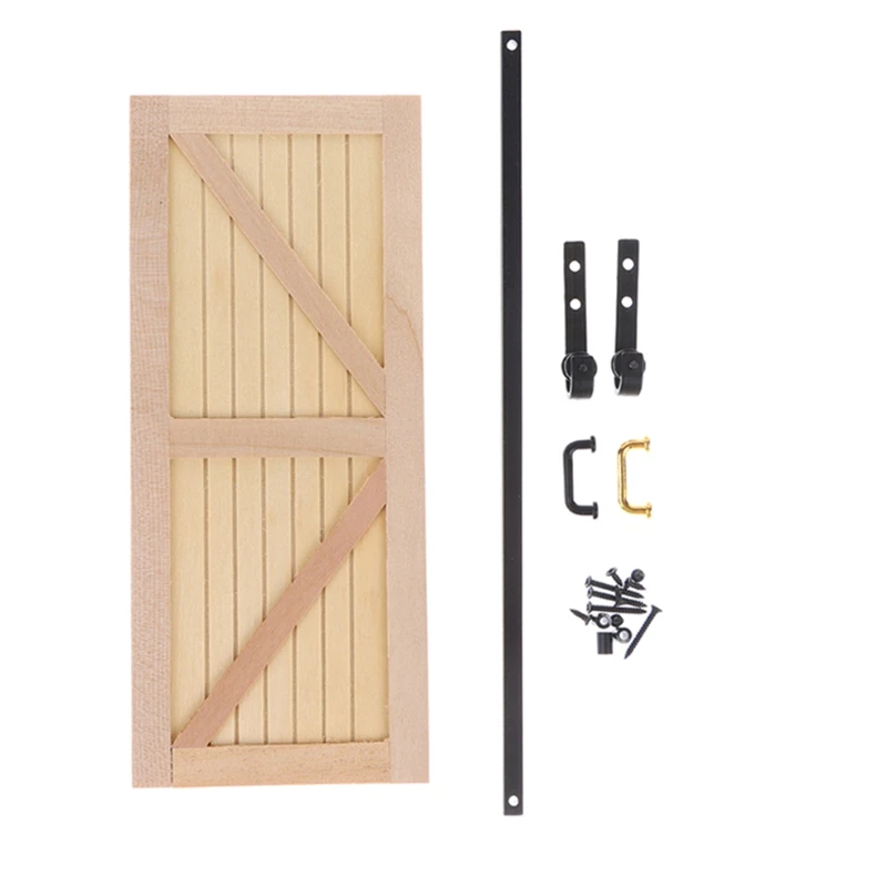 

1:12 Dollhouse Miniature Sliding Door Barn Door Slides Kit Sliding Door Hanging Rail System Roller Track Toy