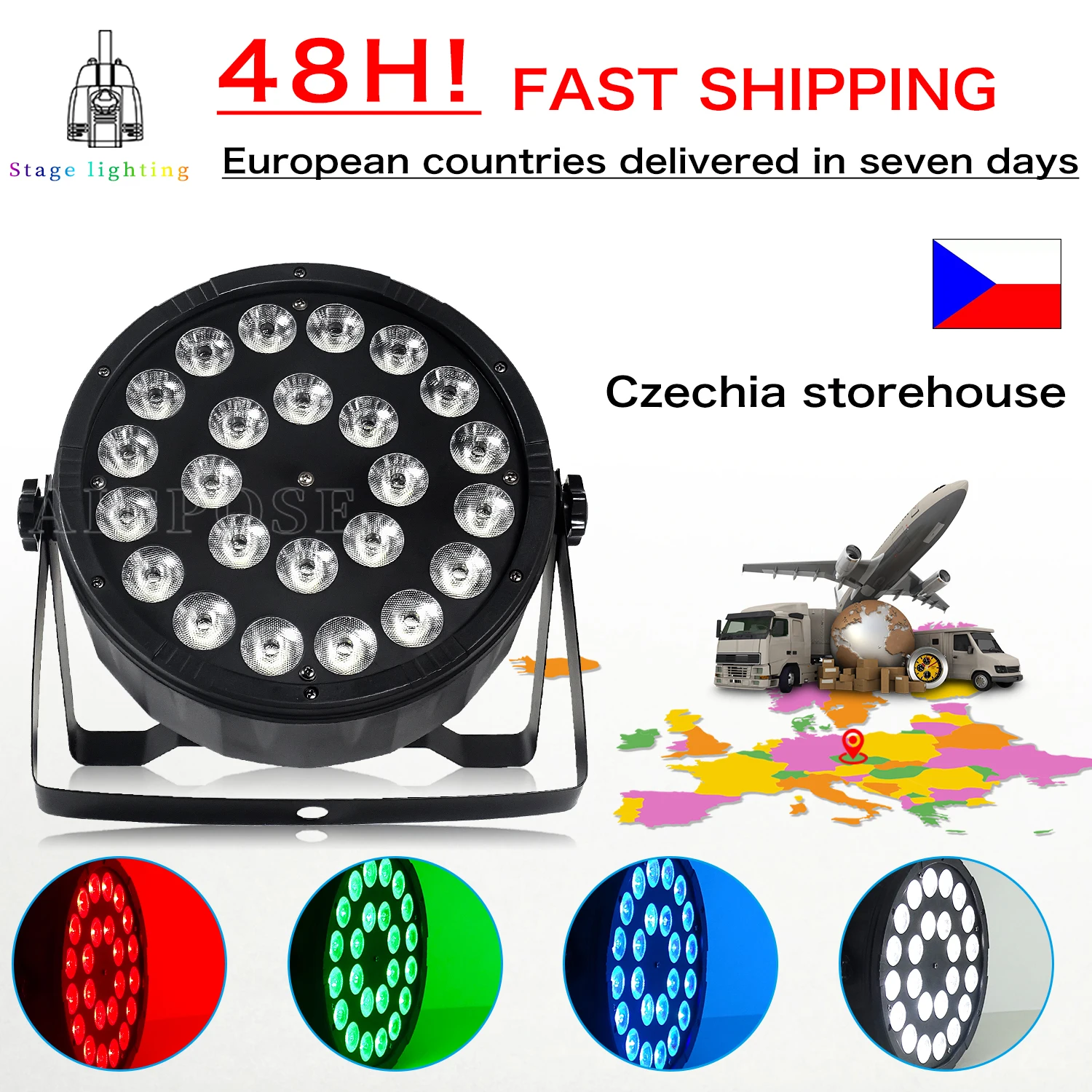 24x12W RGBW Full Color 4 in 1 LED Par Light Wireless Remote Control Stage Flat Spotlight For Wedding Party DJ Disco