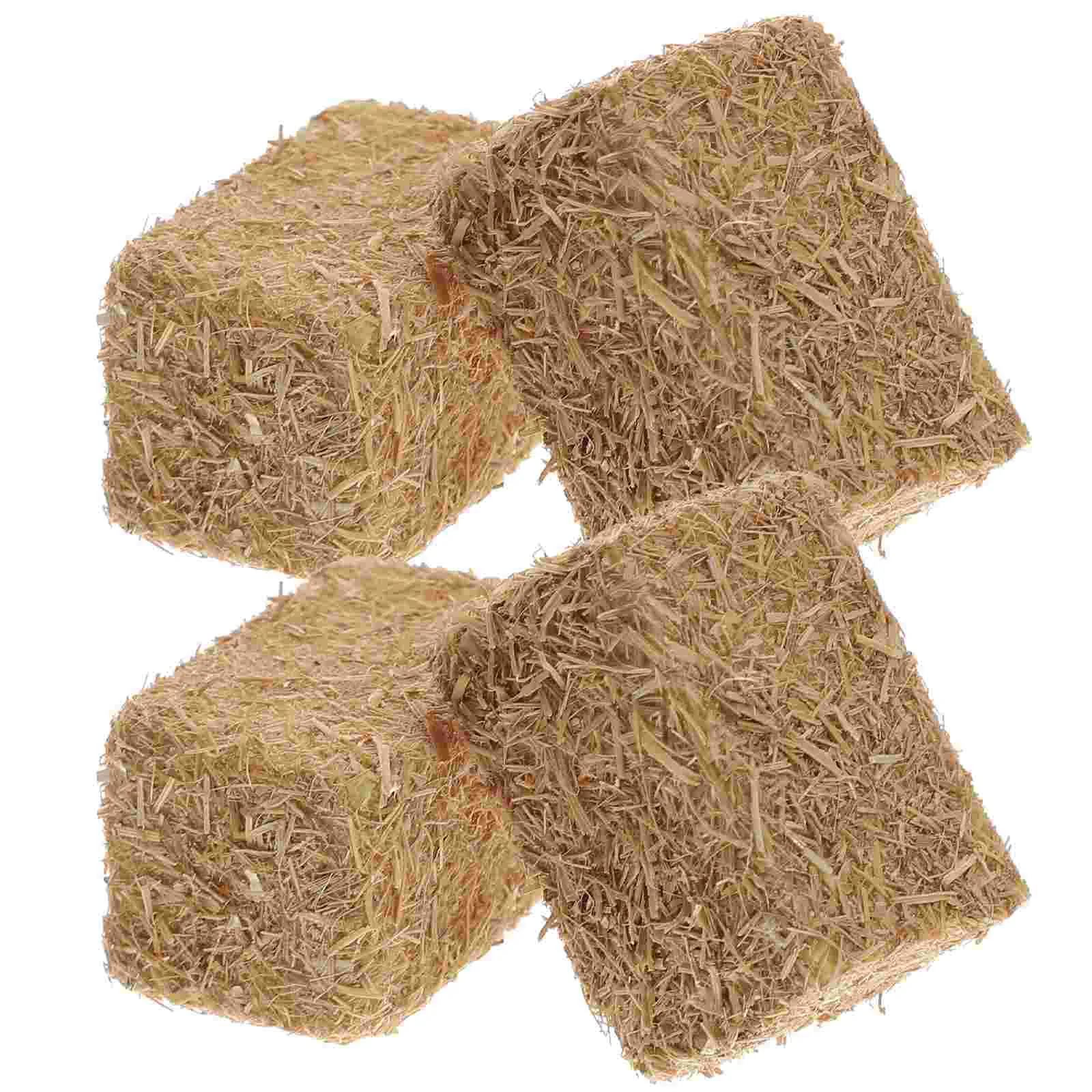 

4 Pcs Mini Haystack Garden Decorations Scene Layout Prop Hayrick Home Bales Fuax Simulated Adornment Props Fake