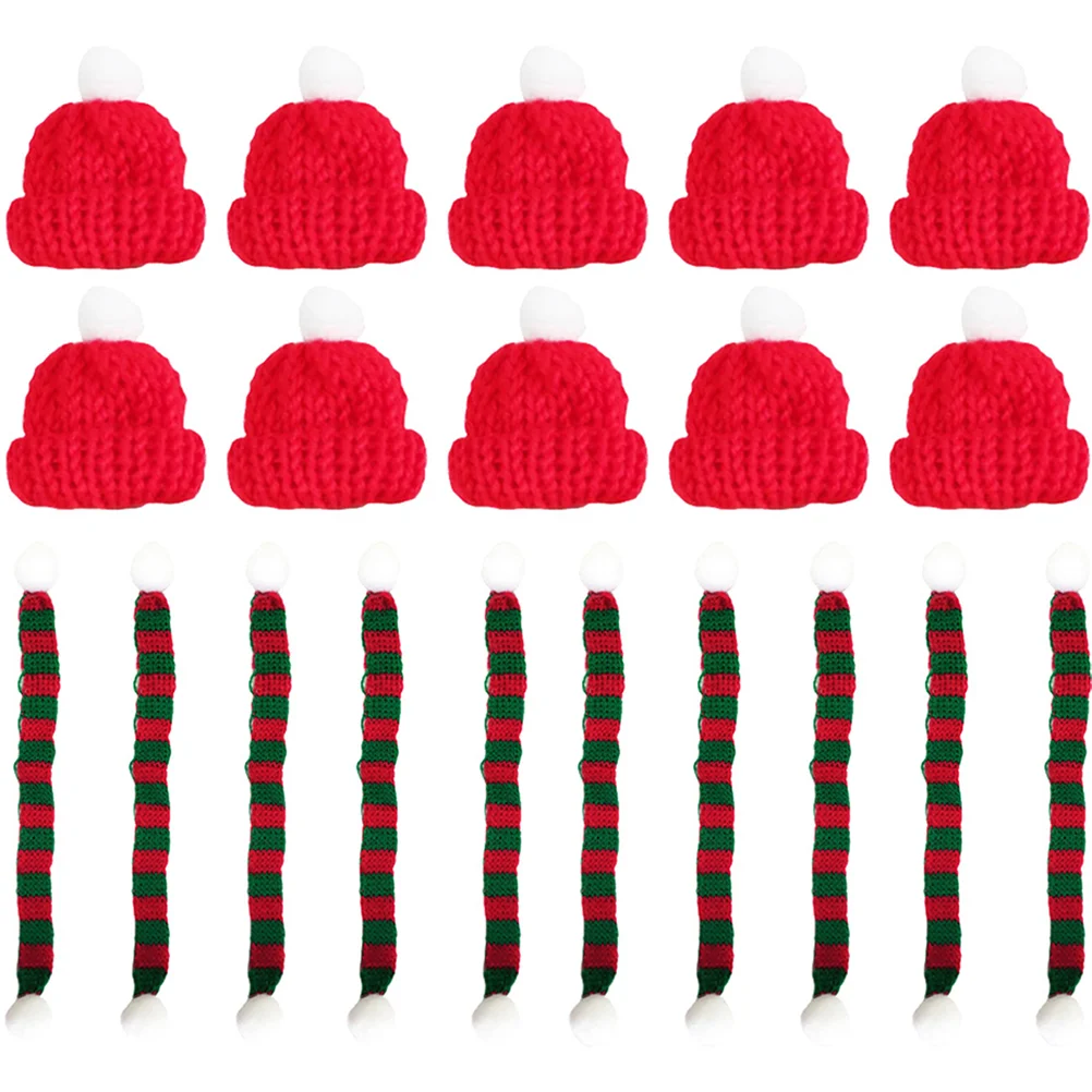 

Hat Christmas Mini Santa Bottle Hats Forscarf Cover Miniature Craftslollipop Decorornament Snowman Cap Knit Scarves Tiny