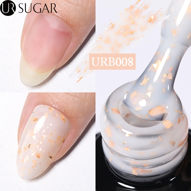 UR SUGAR 7ml Gold Glitter Rubber Base Gel Polish Milky Jelly White Pink Soak Off UV LED Self-leveling Gel Varnish Manicure