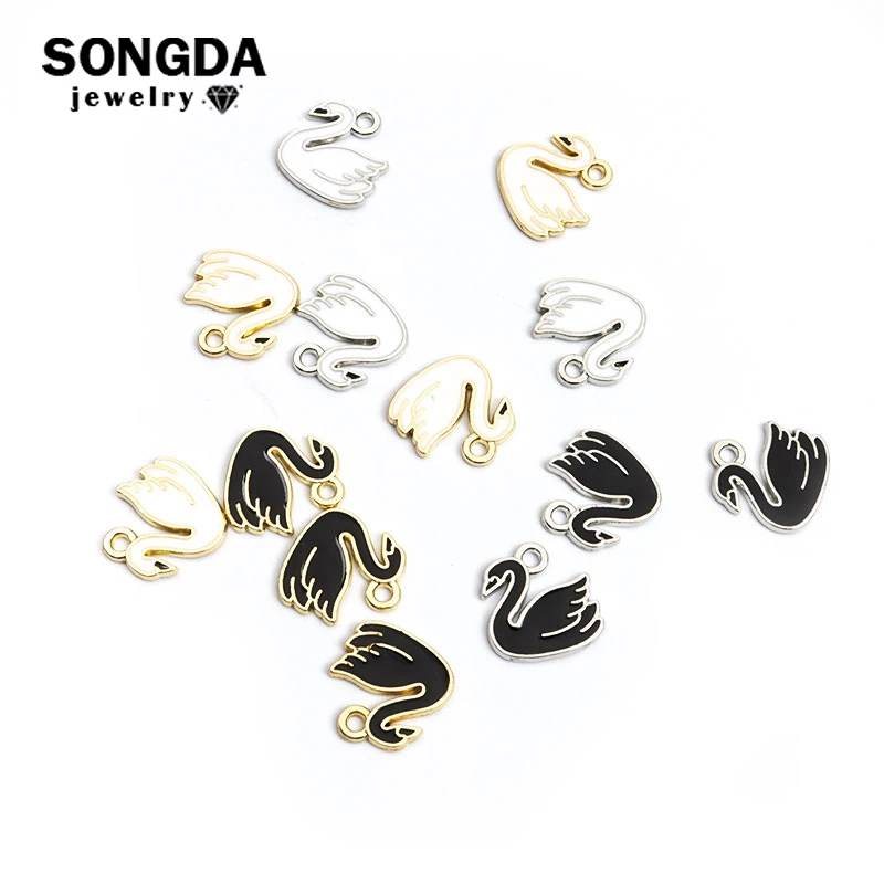 

Enamel Swan Charms For Making Cute Earrings Pendants Necklace Bracelet DIY Creative Jewelry Handmade Findings Crafts Accessories