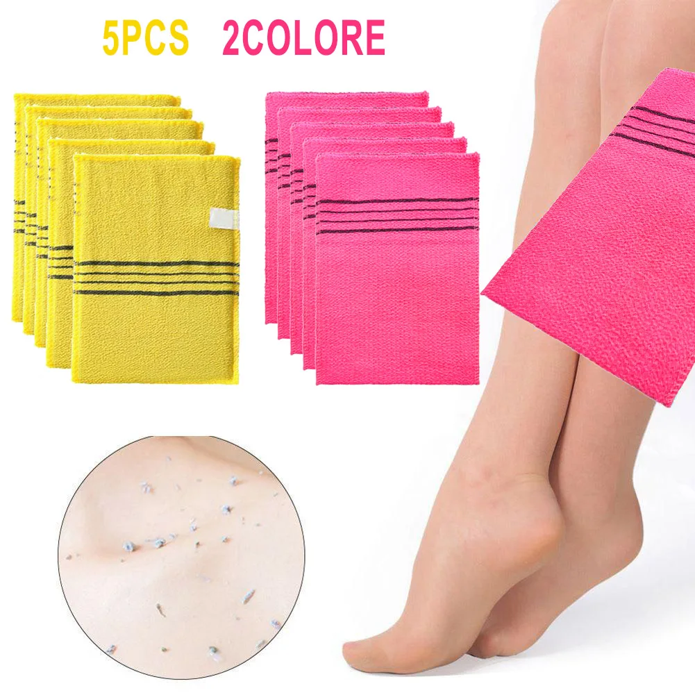 

5 Pcs Korean Italy Asian Exfoliating Bath Washcloth Body Scrub Shower Soft Towel Polyester Cotton Towel