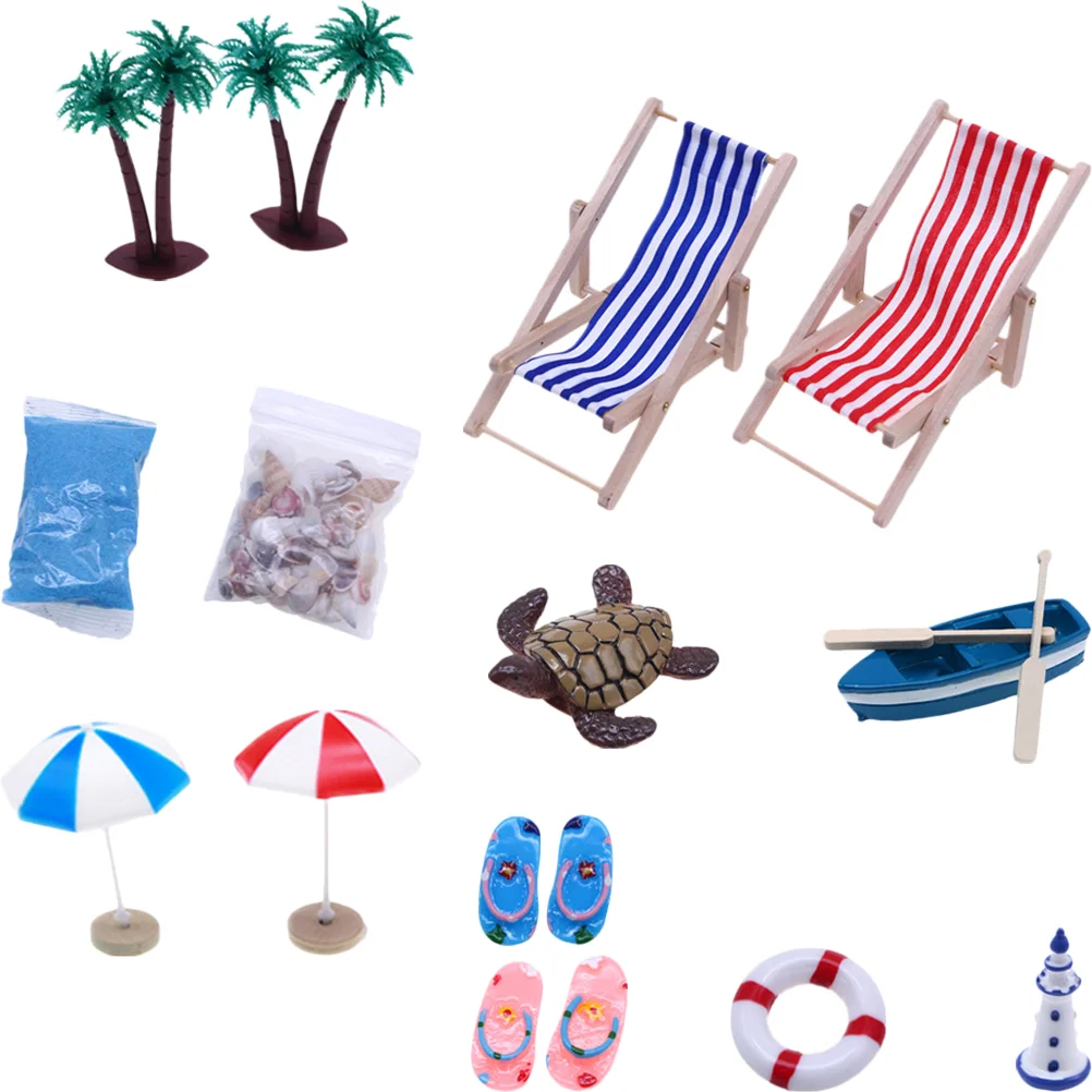 

1 Set Micro Beach Scene Decor Micro Scene Layout Props Miniature Beach Chair Micro Scene Decor Micro Summer Scene Decor
