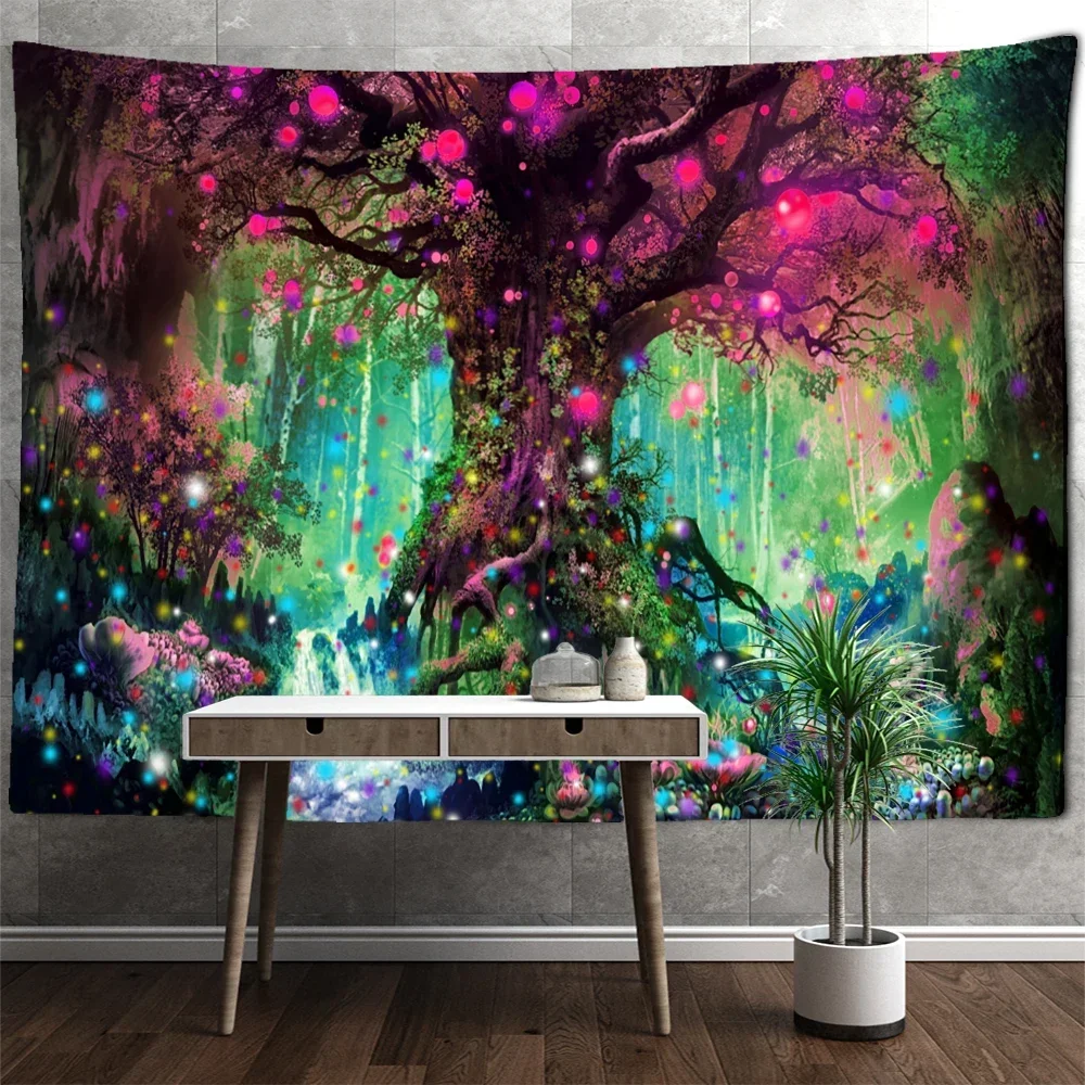 Грибной лес гобелен настенный психоделический колдовской мечта эстетика