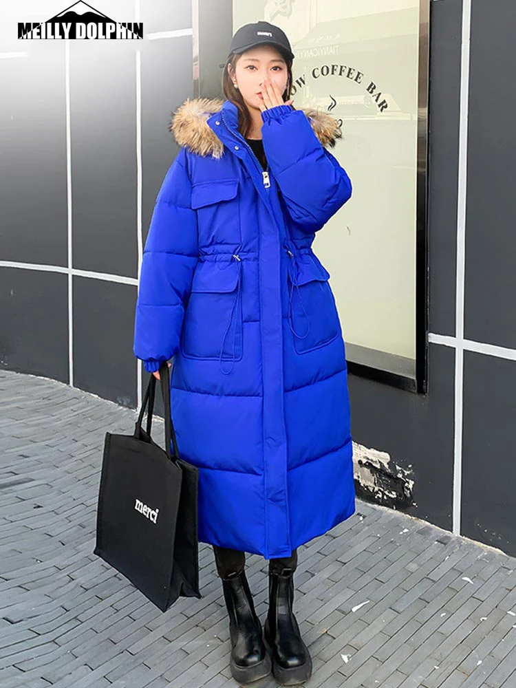 2022 New Fashion Winter Jacket Women Parkas Long Coat Fur Hooded Loose Warm Snow Wear Cotton Padded Winter Clothes