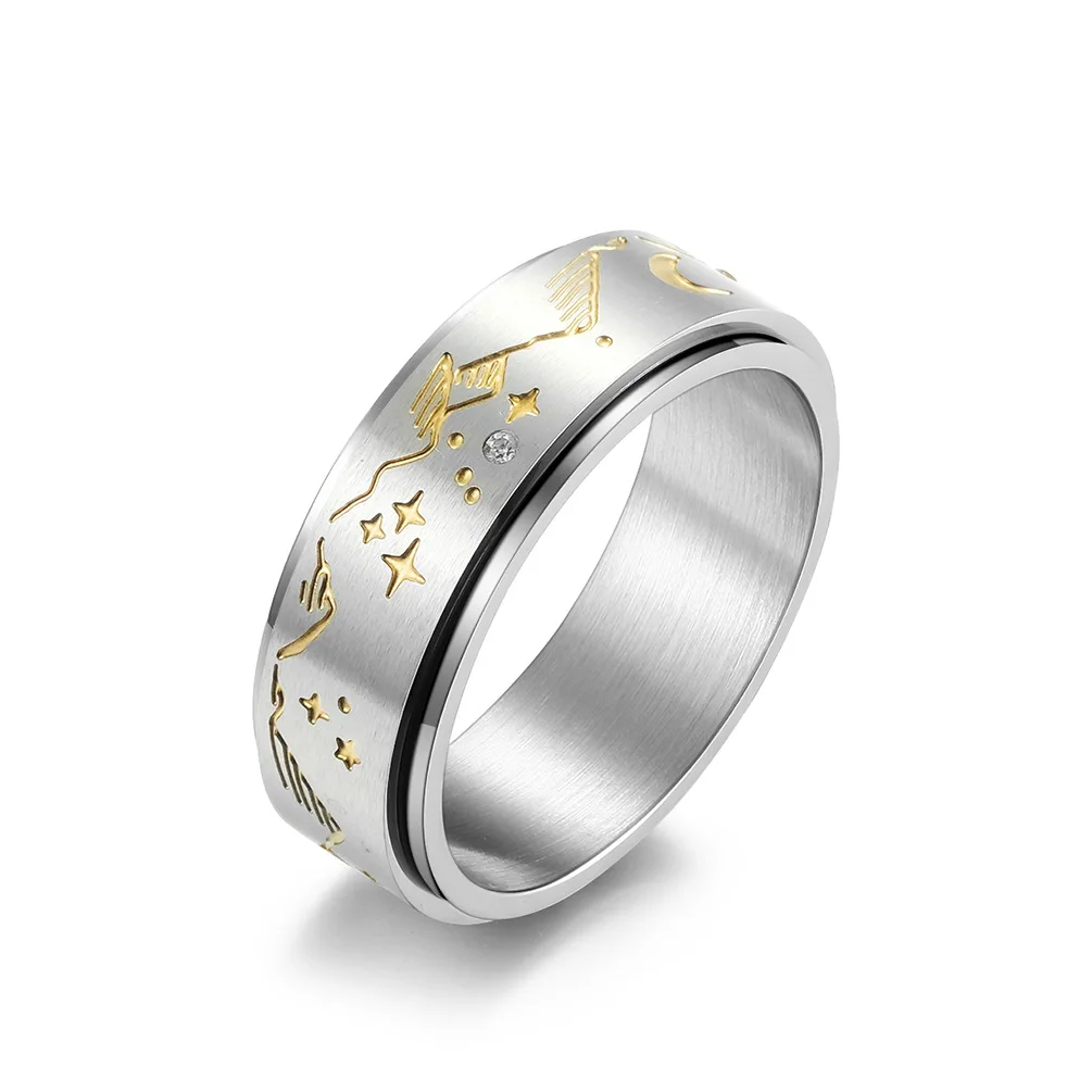The Stars Are Rotatable Free Shipping Men Ring Stainless Steel Anti-stress Anxiety Fashion