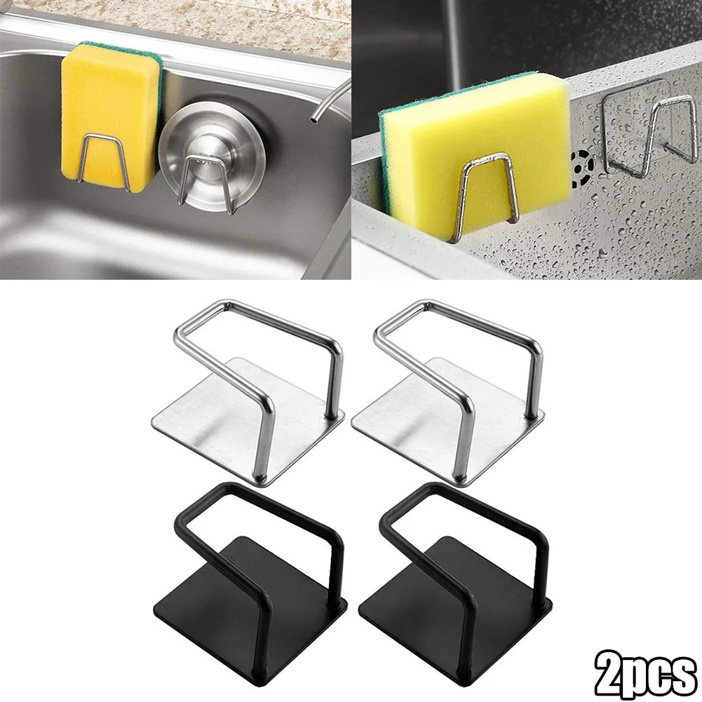 

Kitchen Sponges Holder Wall Hooks Self Adhesive Sink Sponges Drain Drying Rack Stainless Steel Storage Organizer Kitchen Tools