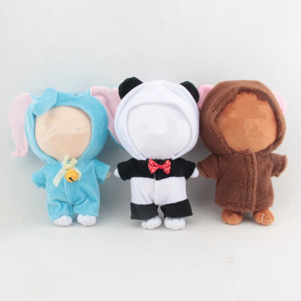 

20cm Doll Clothes Accessories Elephant Panda Sheep Bear Rabbit Hooded Pajama Bodysuit For 20 Cm Skz& Stray Plush Idol Doll