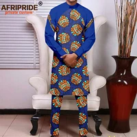 african clothing for men dashiki print jacket and ankara pants 2 piece set zip coats blazer bazin riche outfits attire a2116021