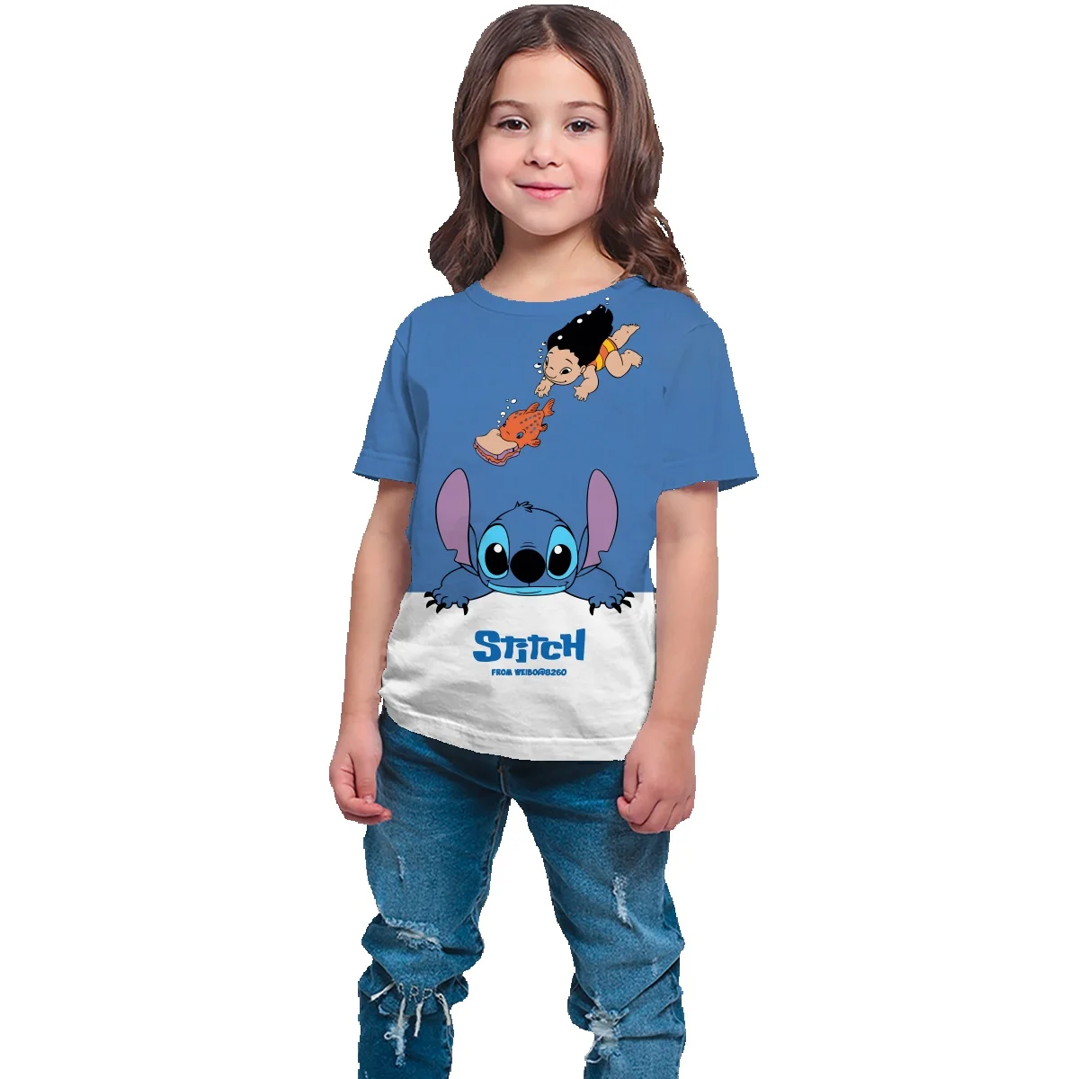 

Stitch! The Movie Fashion Round Neck Kids Short Sleeve Summer New Cotton Breathable T-Shirt