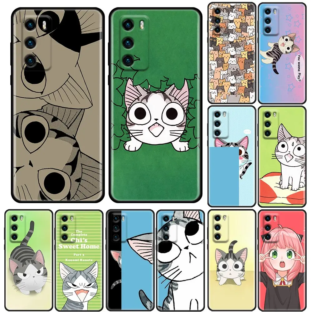 

Fundas Coque Phone Case for Huawei P10 P20 P30 P40 P50 P50E P Smart 2021 Pro Lite 5G Plus Case Cover Anime Chi' Sweet Home Cat