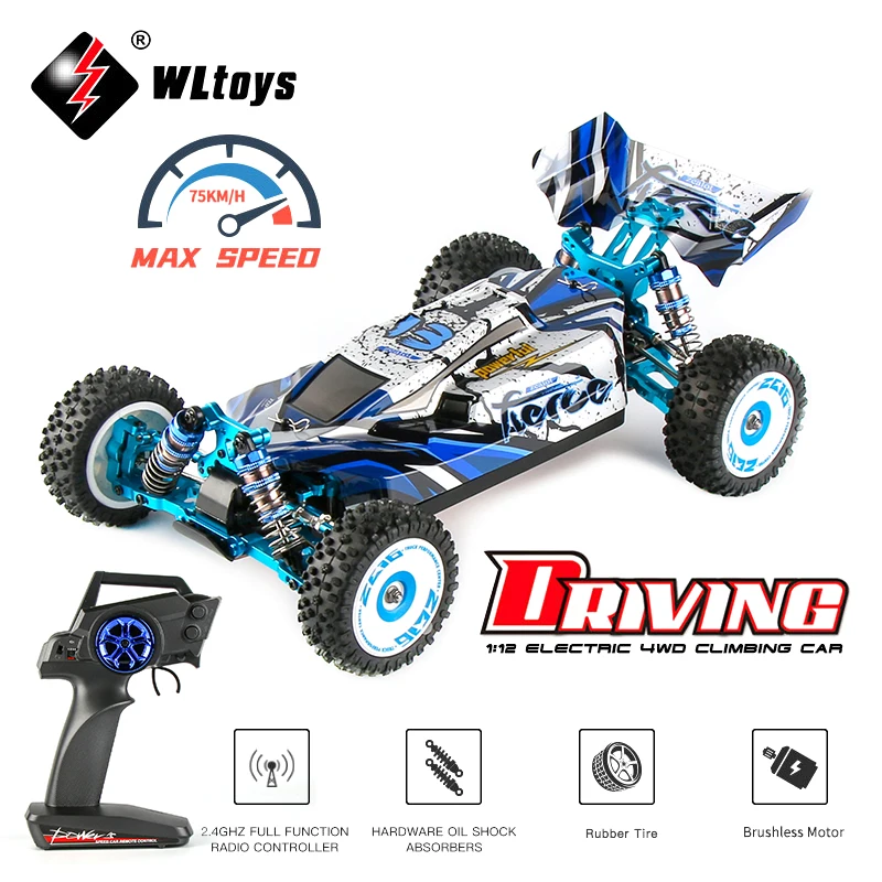WLtoys 124017 124019 2.4G Racing RC Car 75KM/H Brushless 4WD Electric High Speed Off-Road Drift Remote Control Toys for Children
