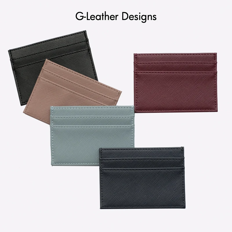 Free Custom Name Initials Vegan Leather card holder High Quality Pu Leather Credit Card Wallet ID Card Case With 5 Card slots