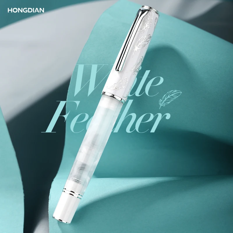 LT Hongdian N8 White Feather Fountain Pen High-End Exquisite EF/F Student Business Office Literature Signature Ink Pen For Gift