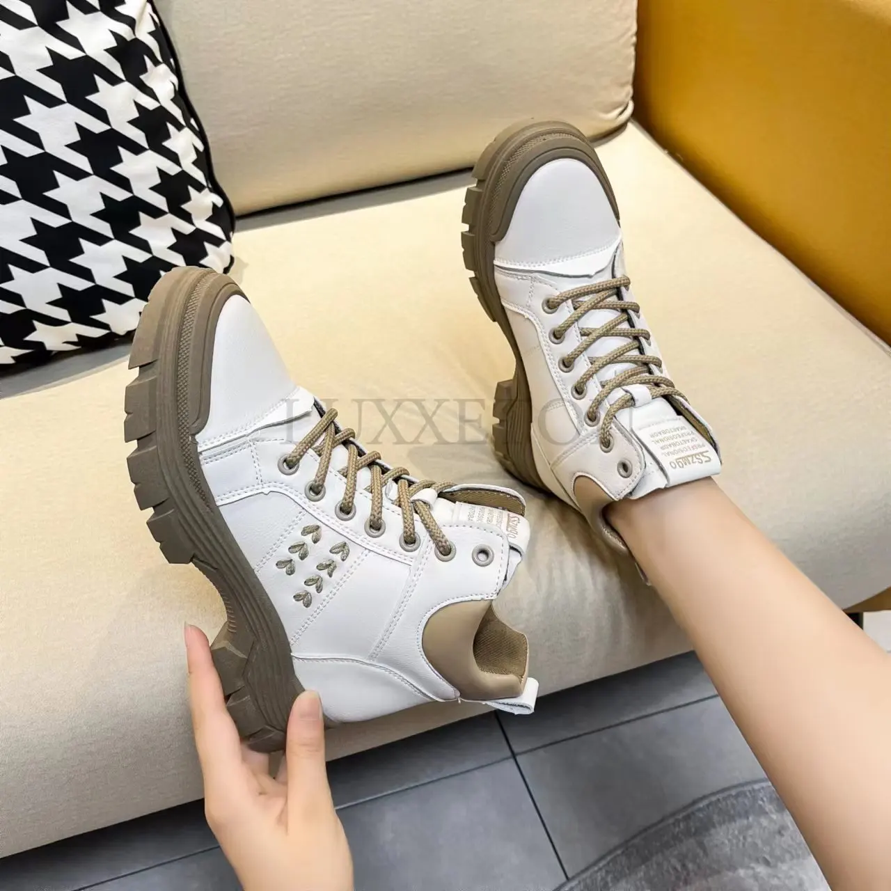 

Platform Shoes Women 2022 Autumn New Lace Up Boots Woman Leisure Round Toe Ankle Booties Women's Simple Travel Boot