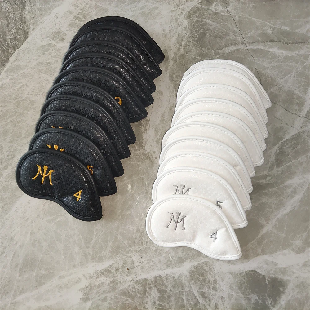 

10pcs/set Logo M Golf Iron Covers Black White Honeycomb 3D Durable Material Quality Workmanship Golf Club Headcovers