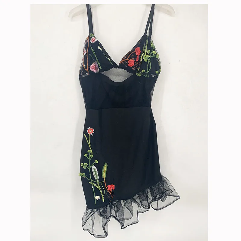 

2023 Summer Women's Water Grass Embroidery Gauze Patchwork Party Dresses