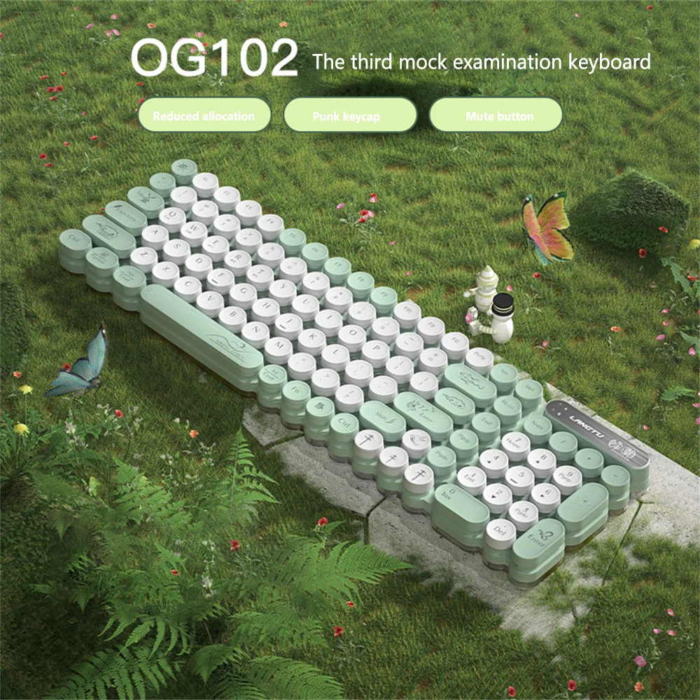 

RYRA Mini Wireless Keyboard White Keycaps Ergonomic Teclado Full Gamer Computer Pc Gamer White Typewriting Machine Keyboard