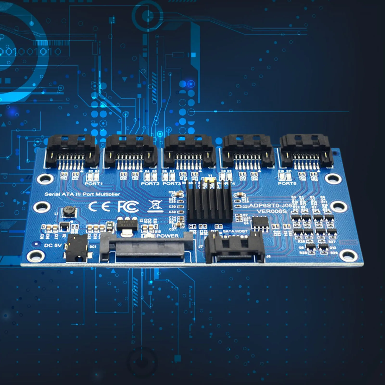 

SATA3.0 1 To 5 Port Converter 3.0 6gbps Port Multiplier Hard Disk Adapter Card Computer Motherboard Supports PM Expansion Card