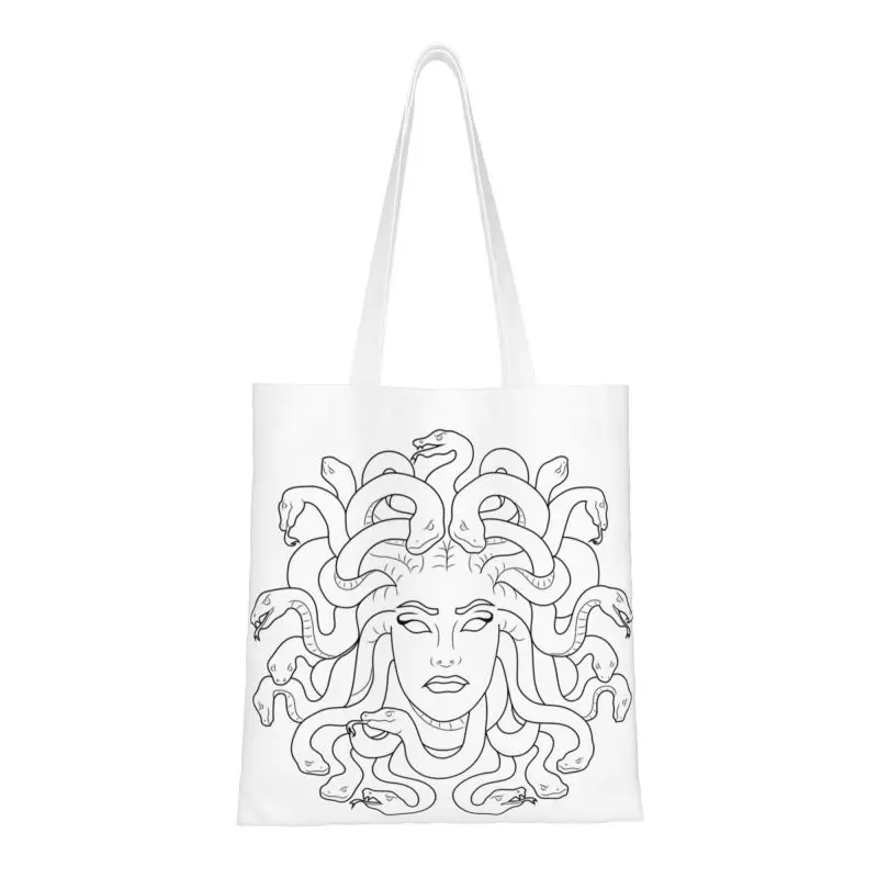 

Reusable Medusa Line Art+ Shopping Bag Women Canvas Shoulder Tote Bag Portable Groceries Shopper Bags