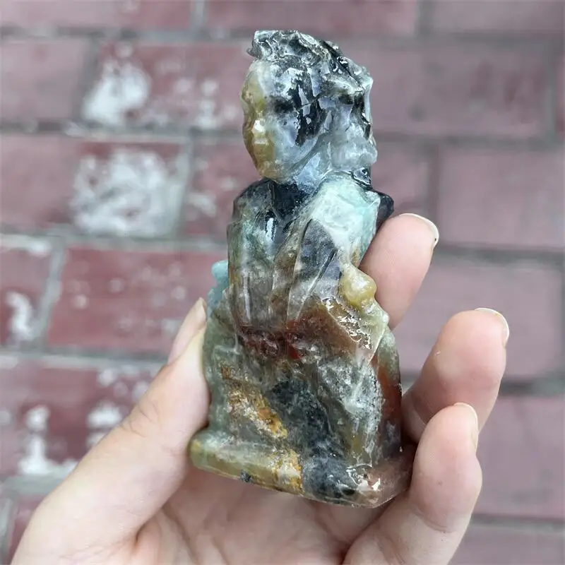 Натуральный Амазонит мультяшная резьба кристалл лечебный камень креативные