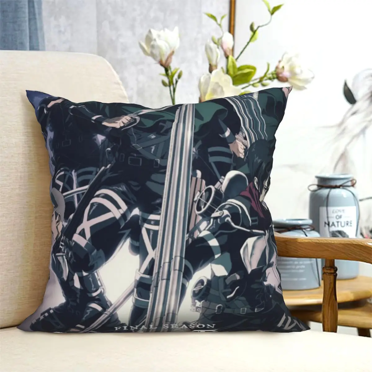 Наволочка на подушку атака Титанов последнего сезона Мягкая декоративный чехол