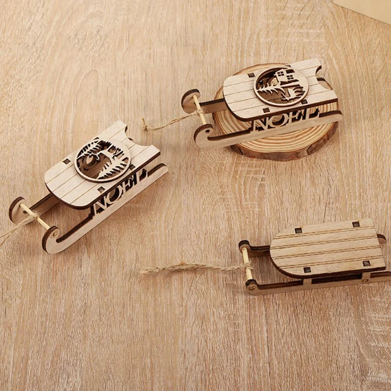 

1 шт. креативные Изящные прочные портативные Рождественские сани, мини-сани для украшения, деревянные рождественские украшения