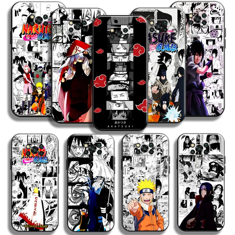 

Naruto Akatsuki Comics Phone Case For Xiaomi Poco X3 Pro X3 NFC POCO X3 GT Back Coque Silicone Cover Black Liquid Silicon Soft