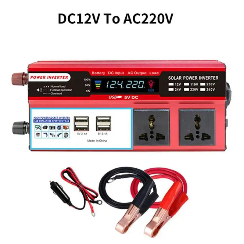 

800W/1300W/1800W/2400W Modified Sine Wave DC 12V to AC 220V Transformer Voltage Converter Car Power Inverter for Home Outdoor