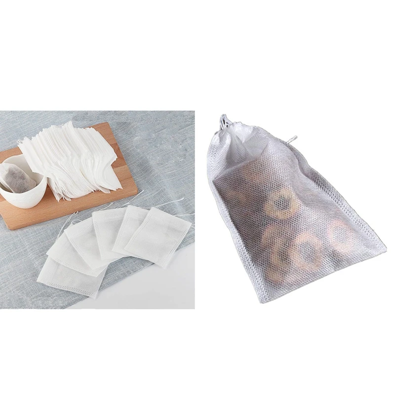 

400 Pcs Disposable Tea Filter Bags Tea Infusers Drawstring Seal Filter Tea Bags, 200 Pcs 7 X 9Cm & 200 Pcs 10 X 15cm