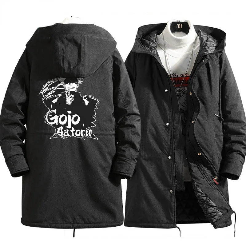 

Jujutsu Kaisen Gojo Satoru Yuji Itadori anime peripheral men's new creative printing casual loose mid-length windbreaker jacket