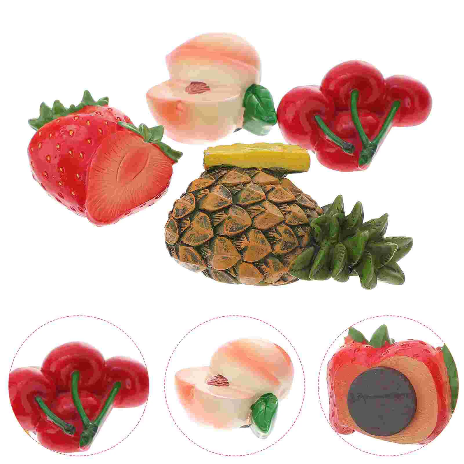 

4pcs Magnets Vivid Fresh Adorable Refrigerator Magnets Fruit Fridge Magnets Pineapple Peach Magnets
