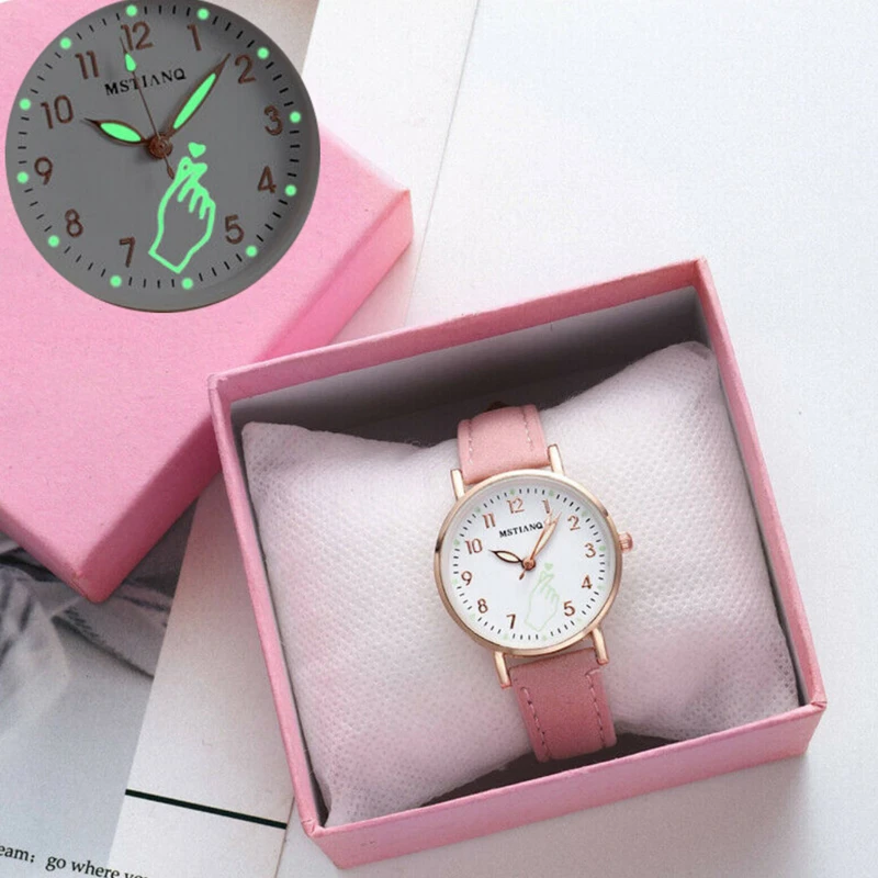 

Women Casual Luminous Watches Leather Analog Quartz Wrist Watch 2021 New Accessories