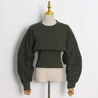 green sweatshirts for women slim plain o neck long sleeve casual pullovers female 2022 autumn clothing fashion new