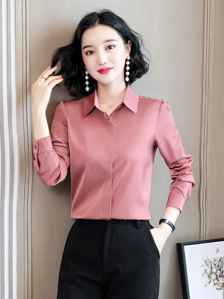 

Satin Women Shirt Fashion Womens Tops Basic Elegant White Shirt Women Long Sleeve Blouses 2023 Spring New Female Clothing Shirts