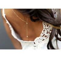 wedding bridal backdrop necklace simulated pearls back chain bikini bodychain
