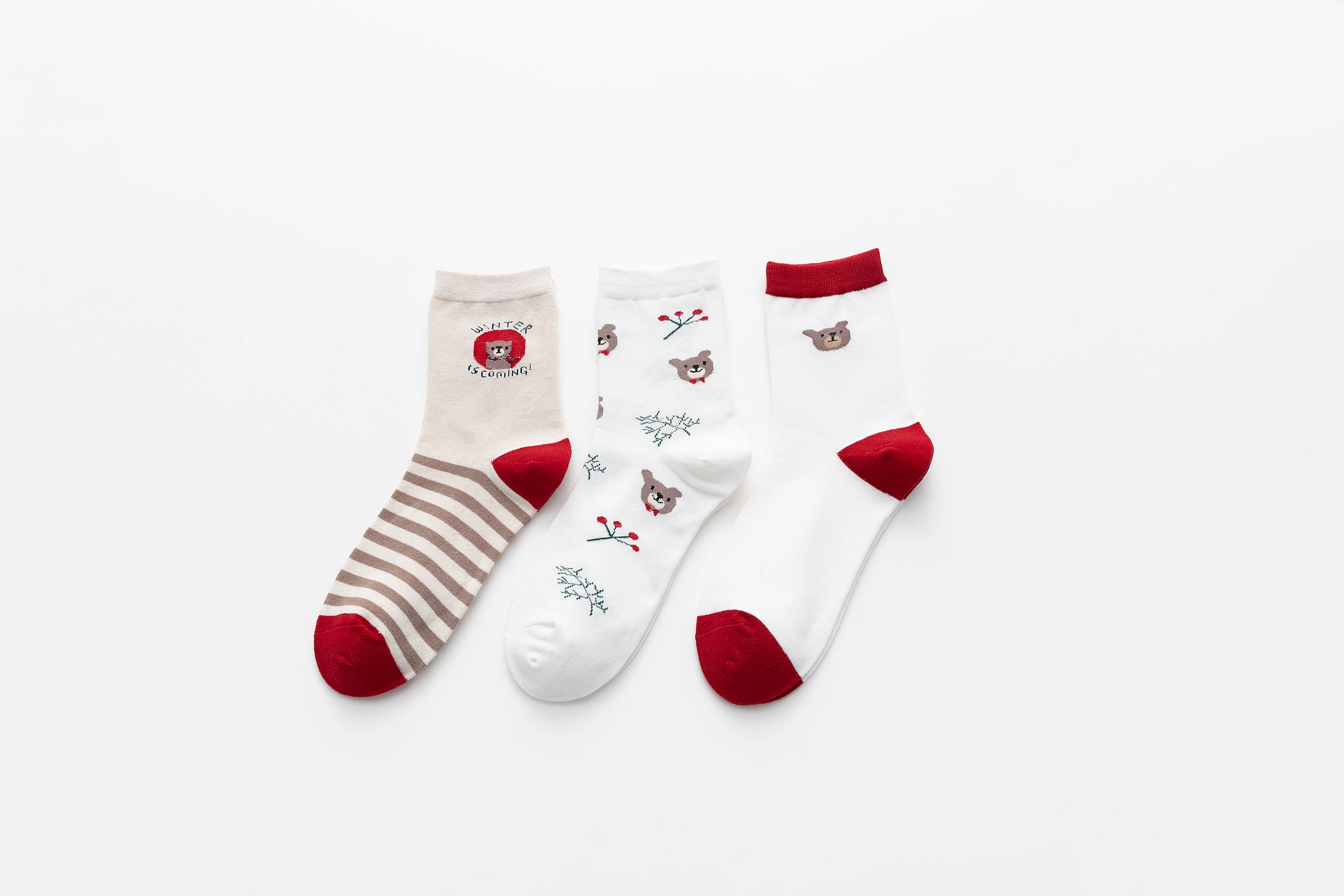 

6 Pairs New Cartoon Women's Breathable Cotton Socks Cute Bear Lovely Animal Pattern Girl Sock Female Socks Middle Tube Sock 4156